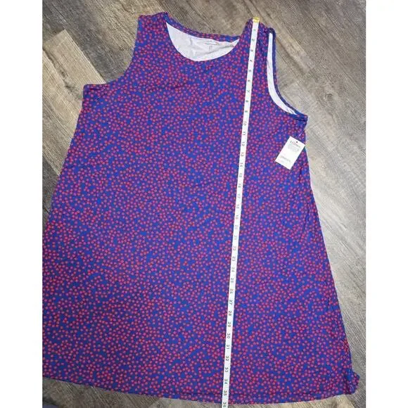 Amazon Essentials Blue Red Polka Dot Sleeveless Tank Top Shirt EcoVero XL New - Picture 5 of 9